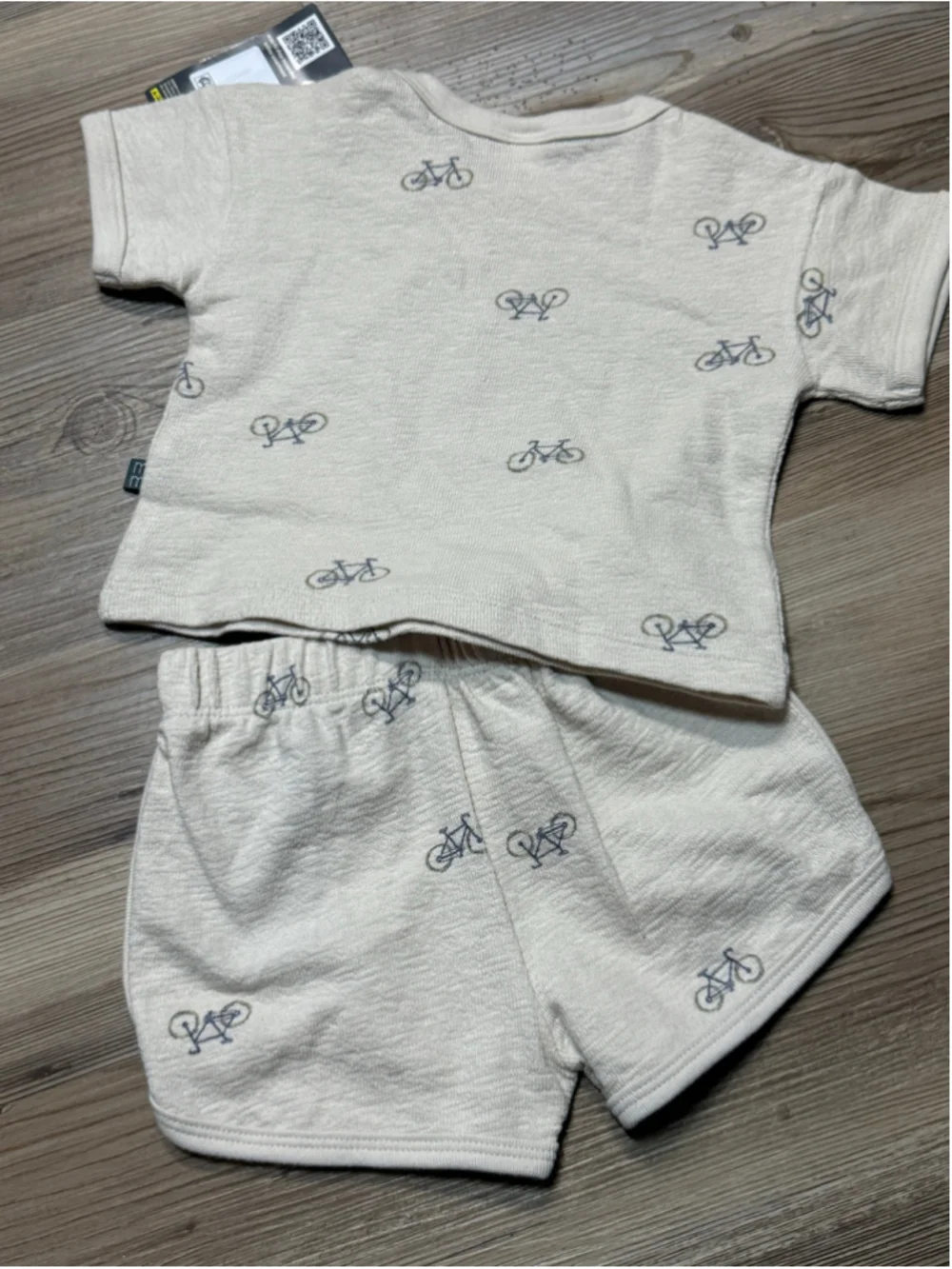 Baby Modern Moments by Gerber Bicycle Matching Set 3-6 Months Beige Blue